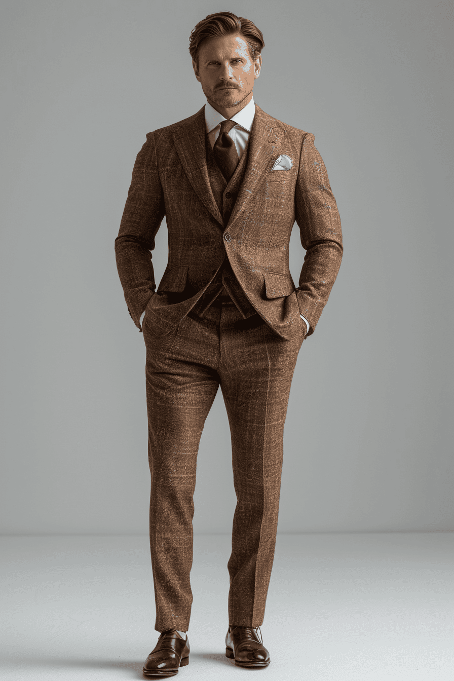 Tan Cotton Father of the Bride Suit — Custom Made to Measure