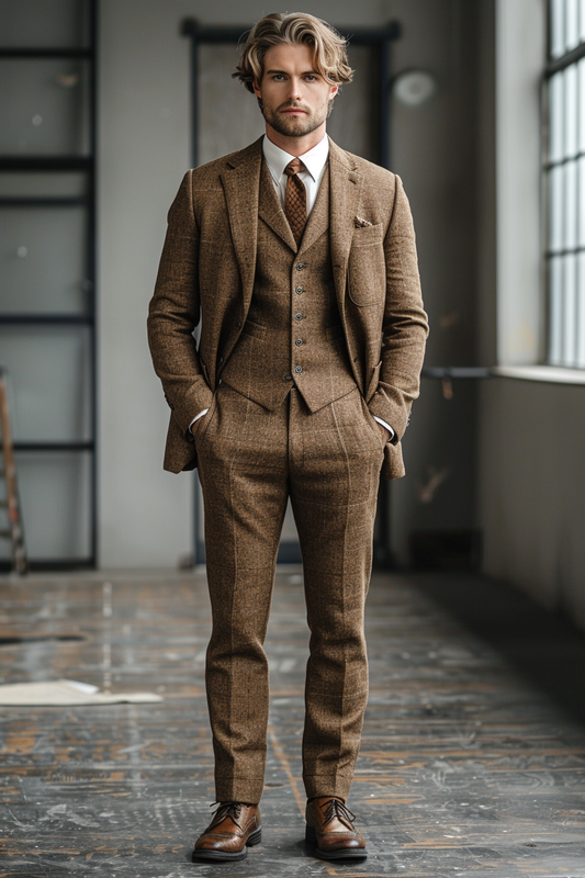 Tan Cotton Graduation Suit — Custom Made to Measure