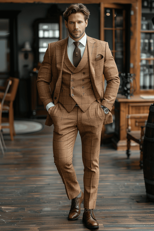 Tan Linen Graduation Suit — Custom Made to Measure