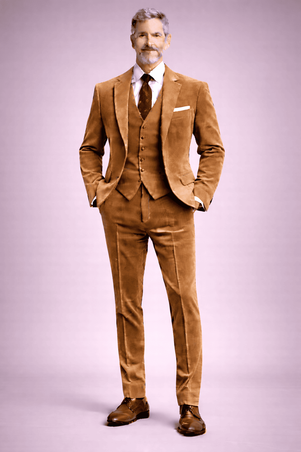 Tan Velvet Slim Fit Suit — Custom Made to Measure