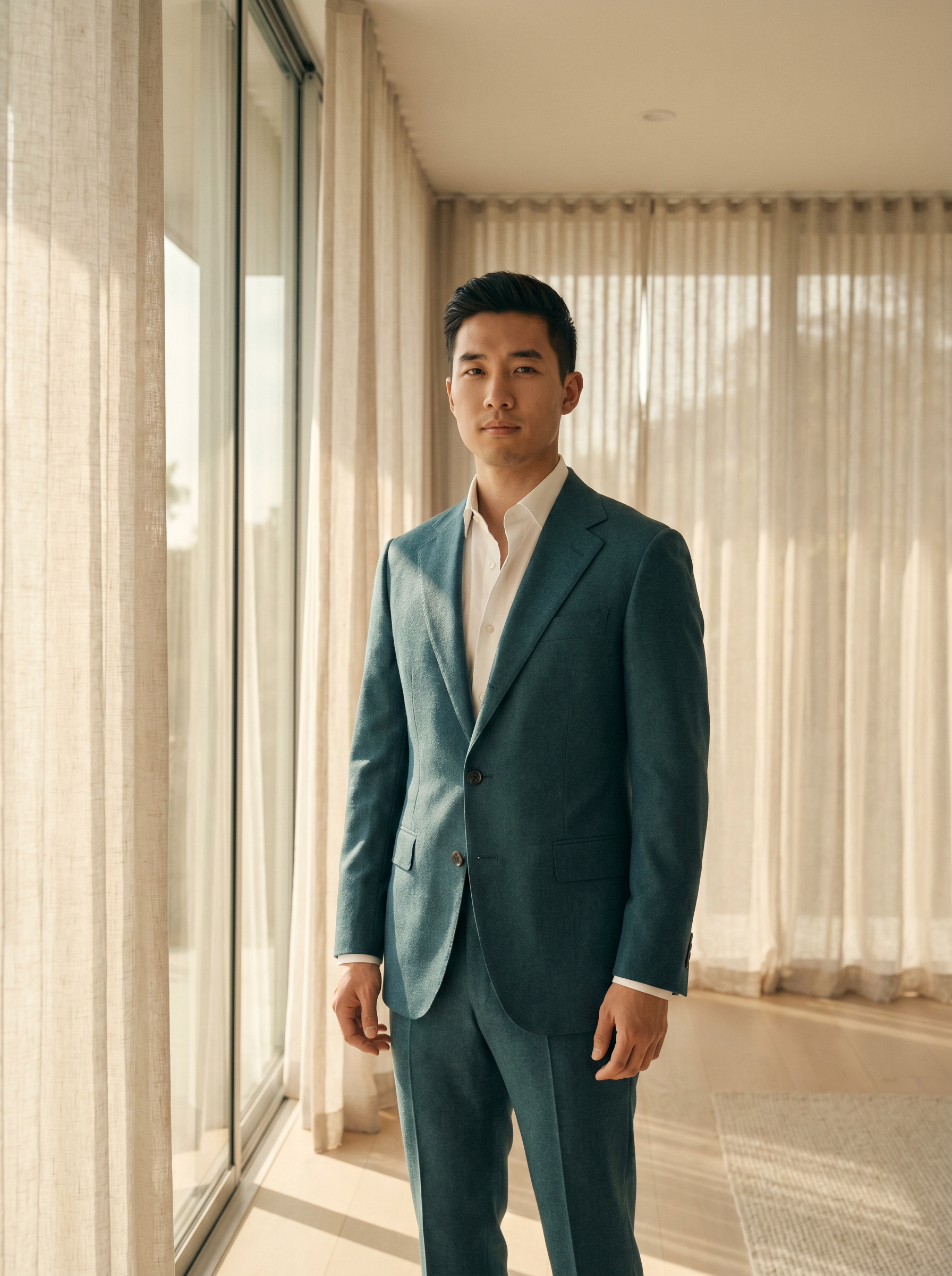 Teal Wool Suit — Custom Made to Measure - front view