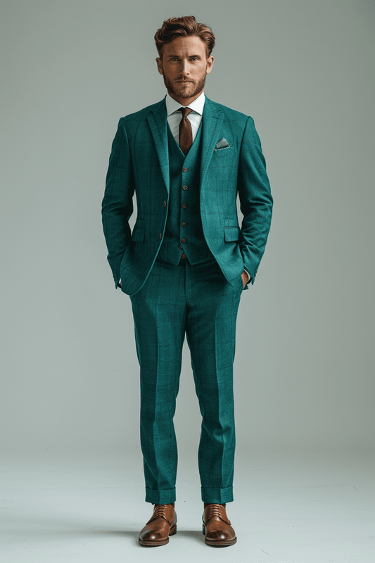 Teal Cashmere Blend Suit — Custom Made to Measure