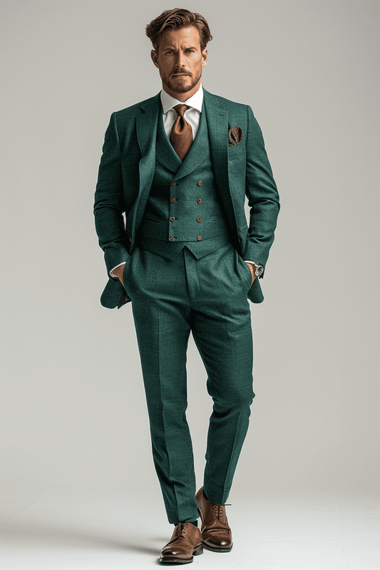 Teal Silk Blend Father of the Bride Suit — Custom Made