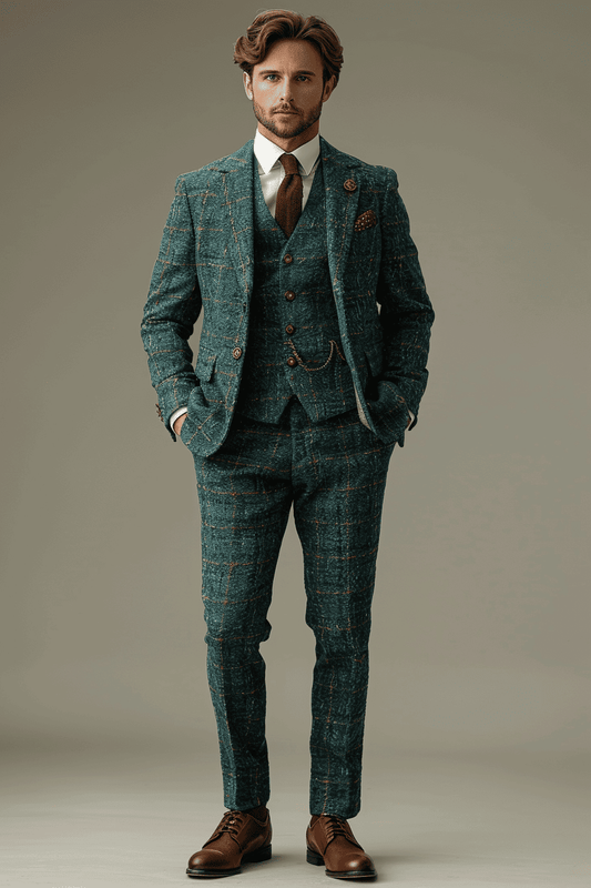 Teal Tweed Suit — Custom Made to Measure