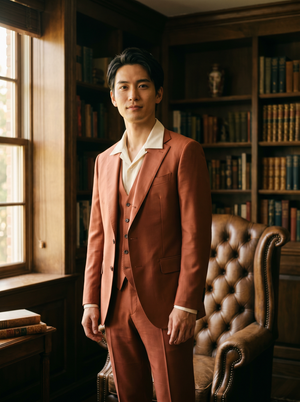 Terracotta Silk Blend 3-Piece Suit — Custom Made to Measure — 1
