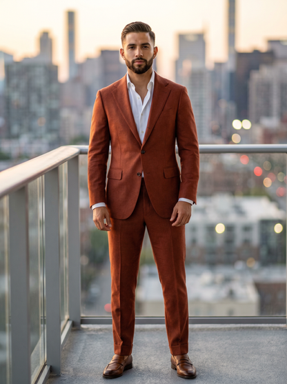 Terracotta Wool Suit — Custom Made to Measure - front view