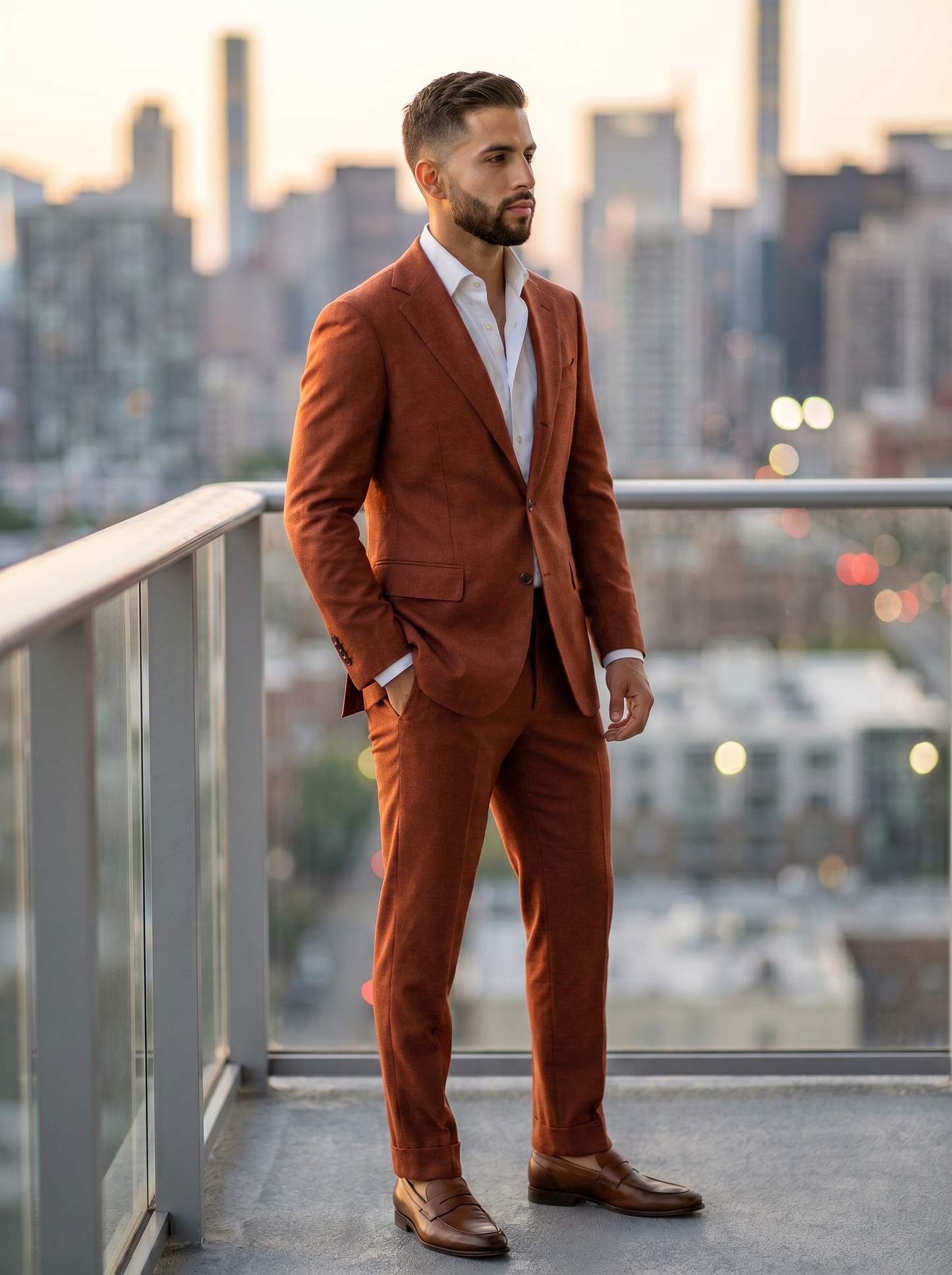 Terracotta Wool Suit — Custom Made to Measure - side view