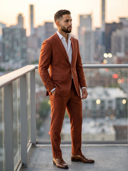 Terracotta Wool Suit — Custom Made to Measure - side view