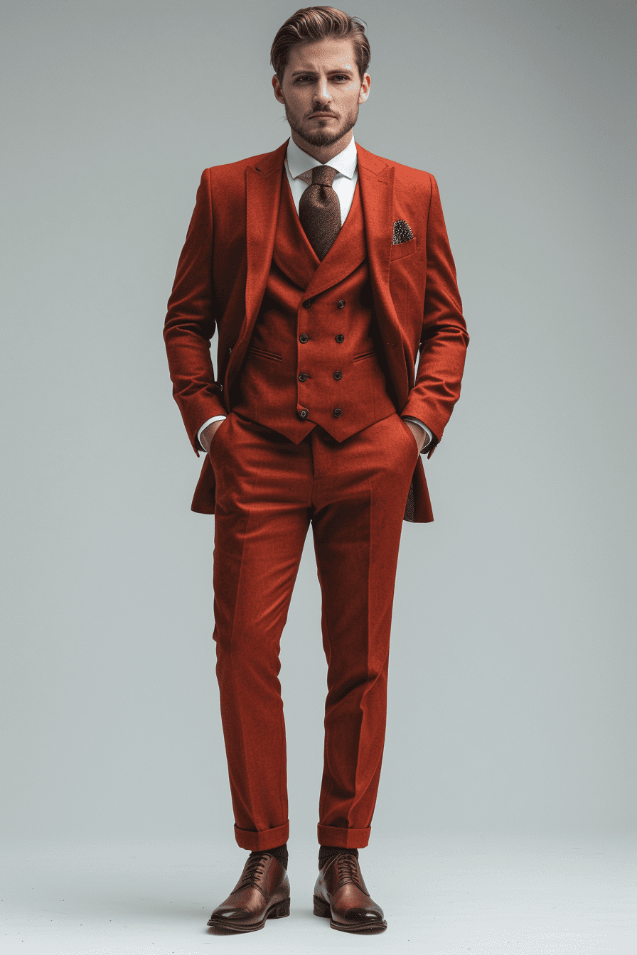Terracotta Cotton Graduation Suit — Custom Made to Measure