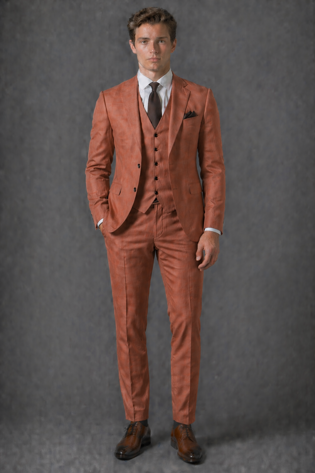 Terracotta Linen Father of the Bride Suit — Custom Made