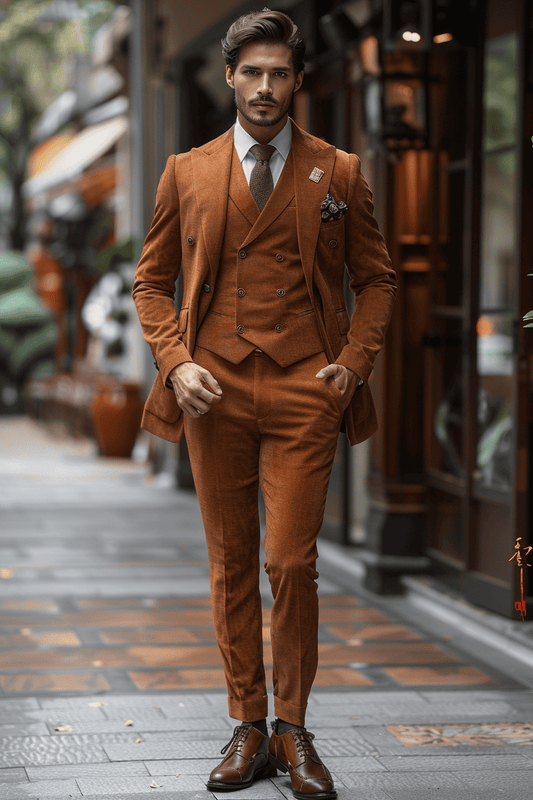 Terracotta Velvet Graduation Suit — Custom Made to Measure
