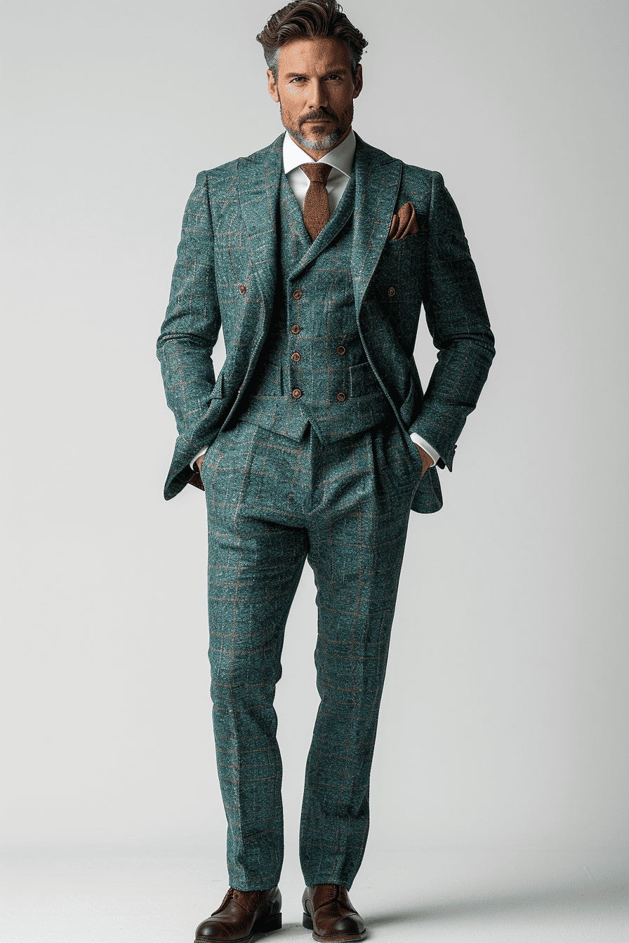 Turquoise Flannel Suit — Custom Made to Measure