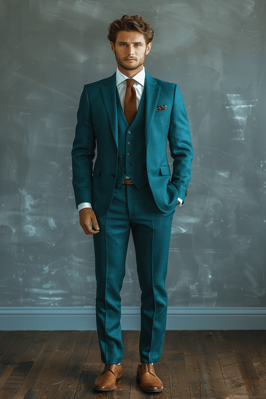 Turquoise Cashmere Blend Suit — Custom Made to Measure