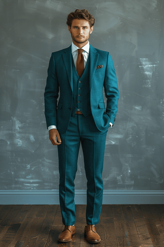 Turquoise Cashmere Blend Suit — Custom Made to Measure