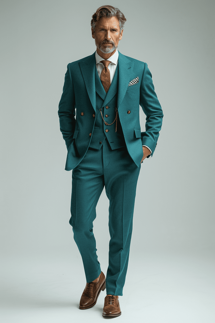 Turquoise Cotton Father of the Bride Suit — Custom Made