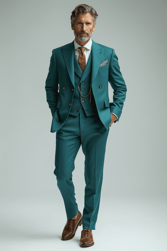 Turquoise Cotton Father of the Bride Suit — Custom Made