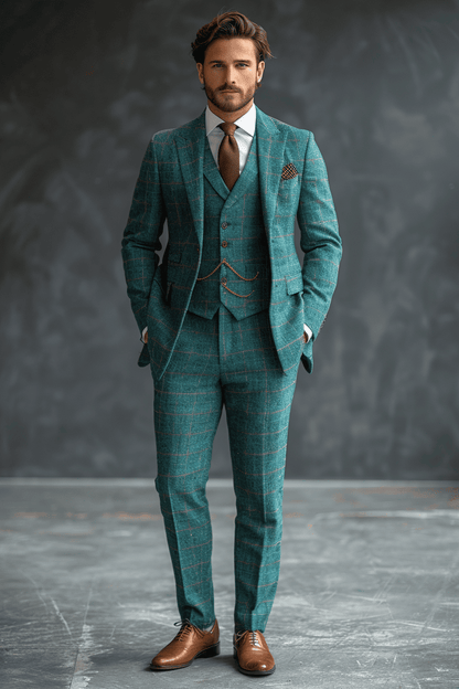 Turquoise Flannel Suit — Custom Made to Measure