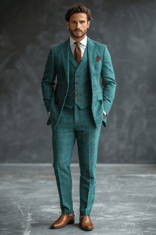 Turquoise Flannel Suit — Custom Made to Measure