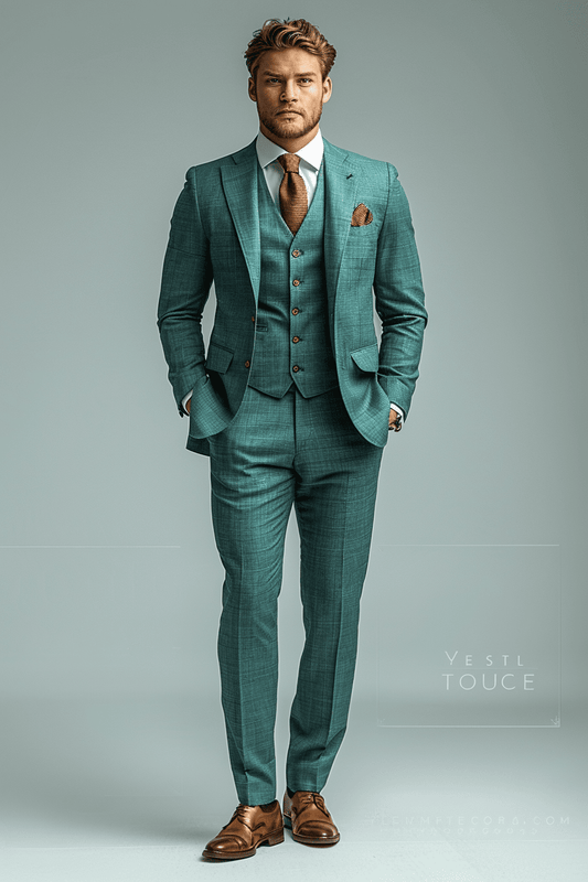 Turquoise Linen Graduation Suit — Custom Made to Measure