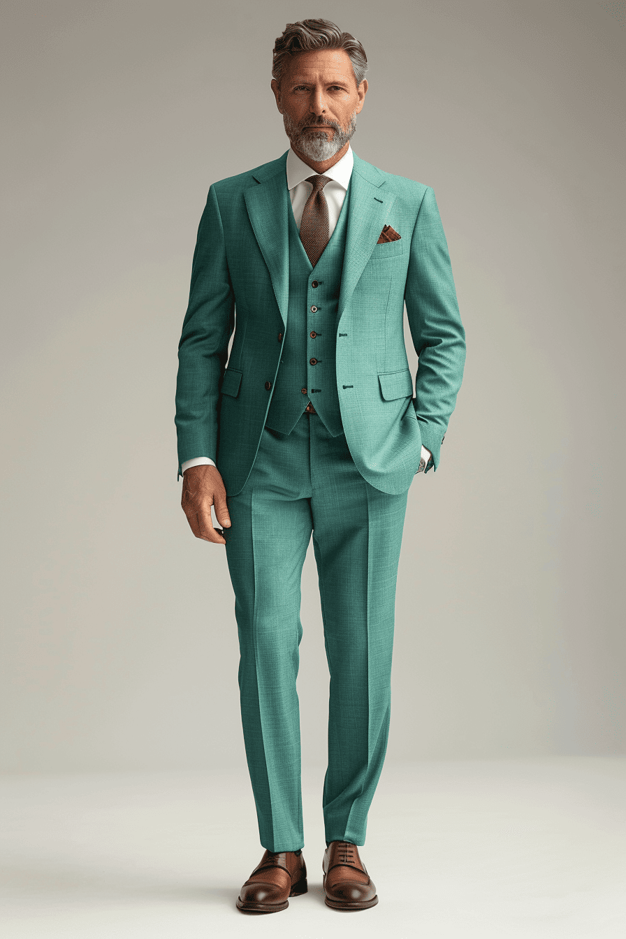 Turquoise Silk Blend Father of the Bride Suit — Custom Made