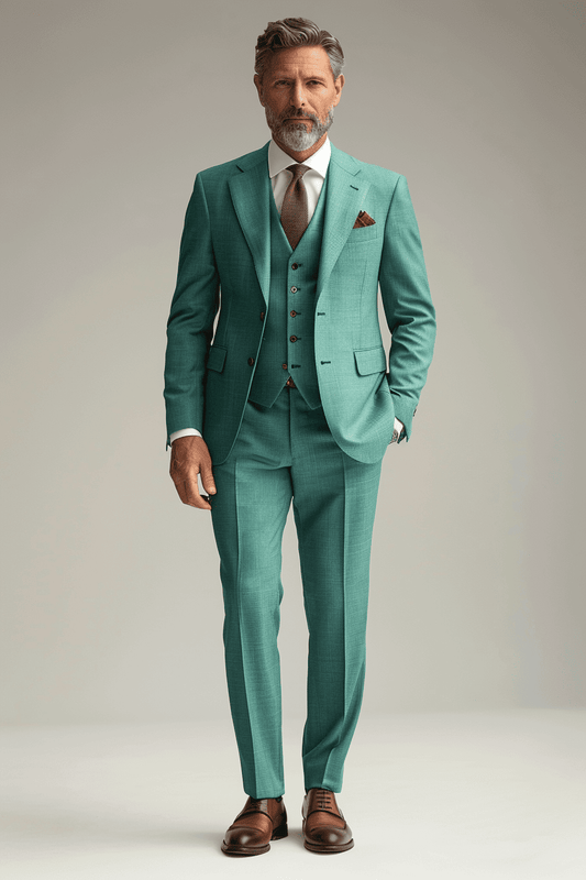 Turquoise Silk Blend Father of the Bride Suit — Custom Made