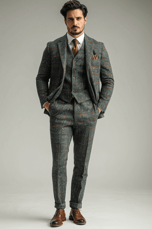 Turquoise Tweed Suit — Custom Made to Measure