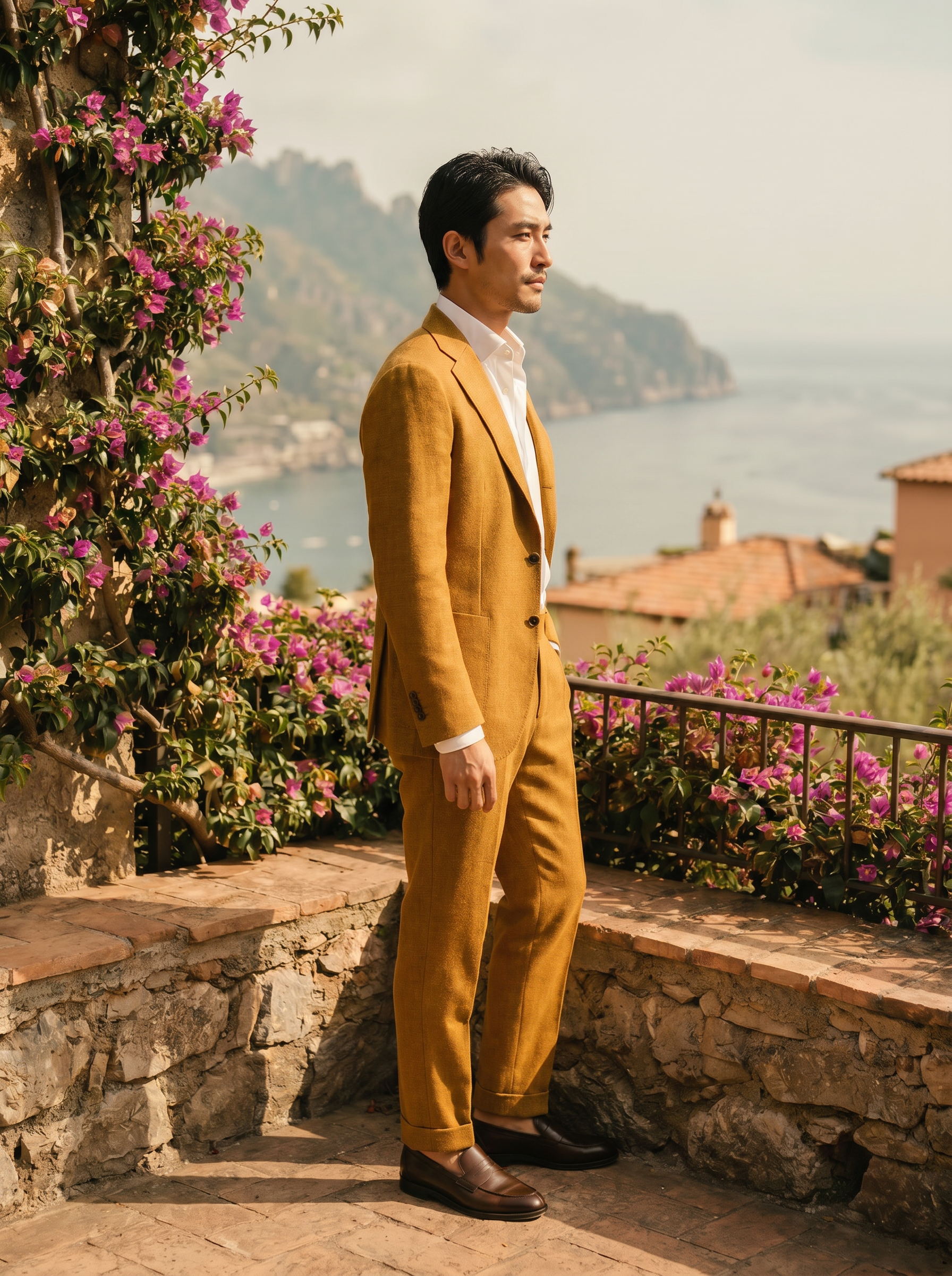 Warm Mustard Wool Groomsmen Suit — Custom Made to Measure - side view
