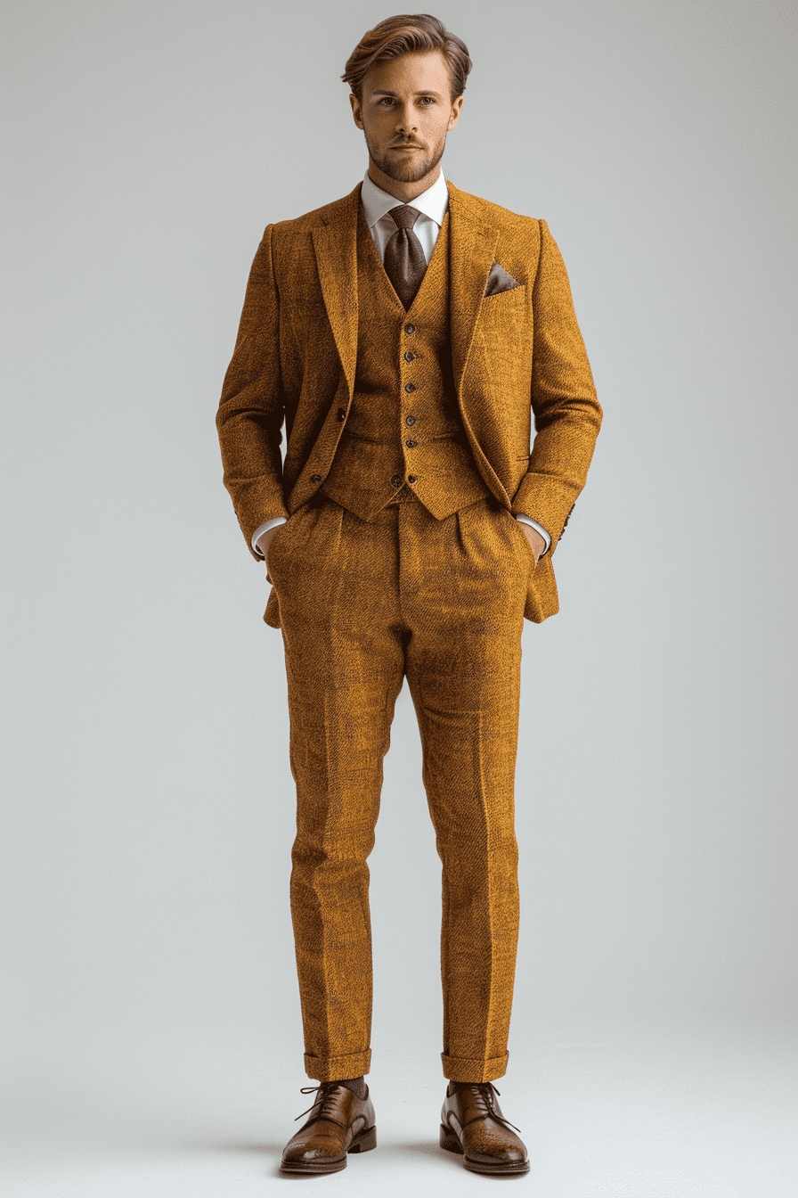 Warm Mustard Cashmere Blend Suit — Custom Made to Measure