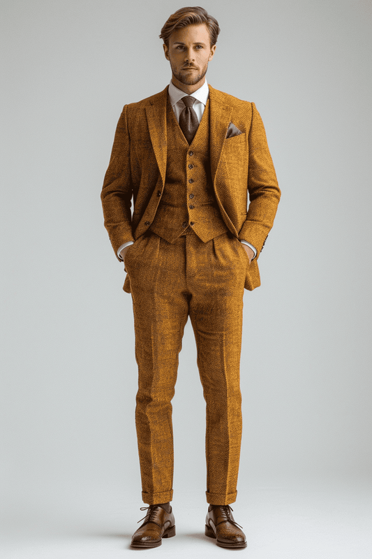 Warm Mustard Cashmere Blend Suit — Custom Made to Measure