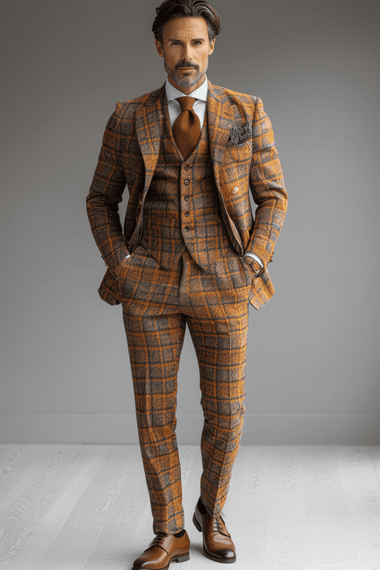 Warm Mustard Tweed Suit — Custom Made to Measure