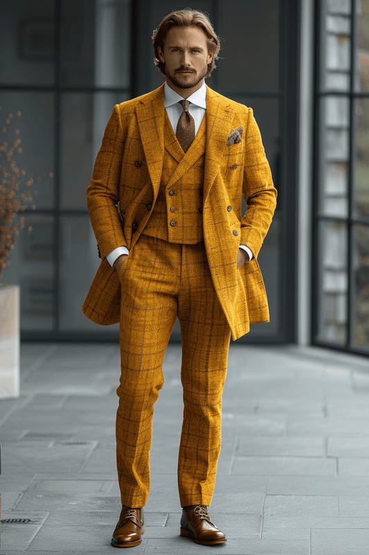 Warm Mustard Wool Graduation Suit — Custom Made to Measure