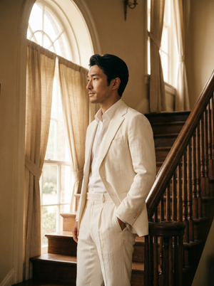 White Cotton Groomsmen Suit — Custom Made to Measure — 2