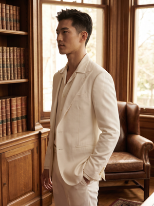 White Silk Blend Suit — Custom Made to Measure — 2
