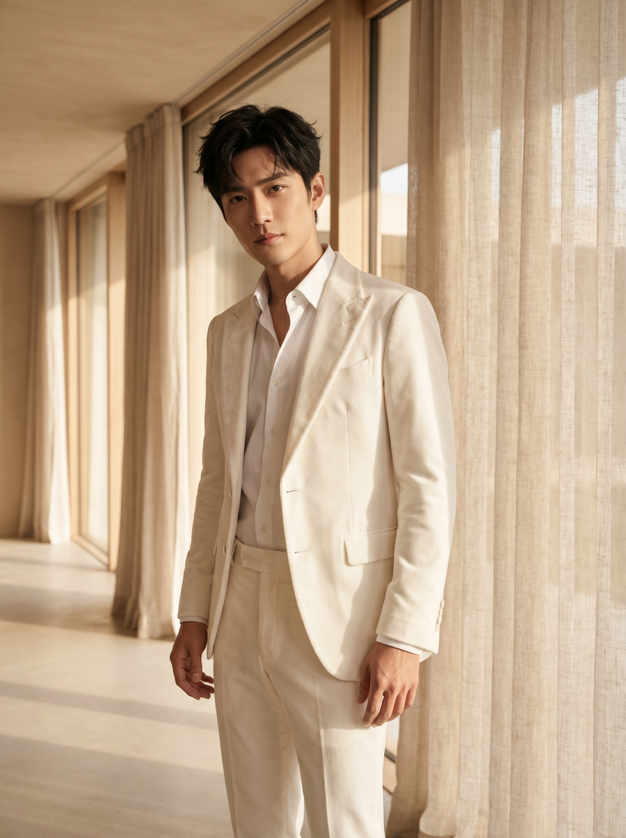 Men's White Velvet Suit — Custom Made to Measure | SuitedNoir