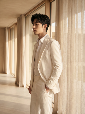 Men's White Velvet Suit — Custom Made to Measure | SuitedNoir — 2