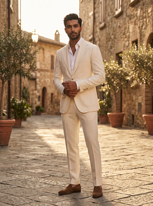 White Wool Groomsmen Suit — Custom Made to Measure — 1