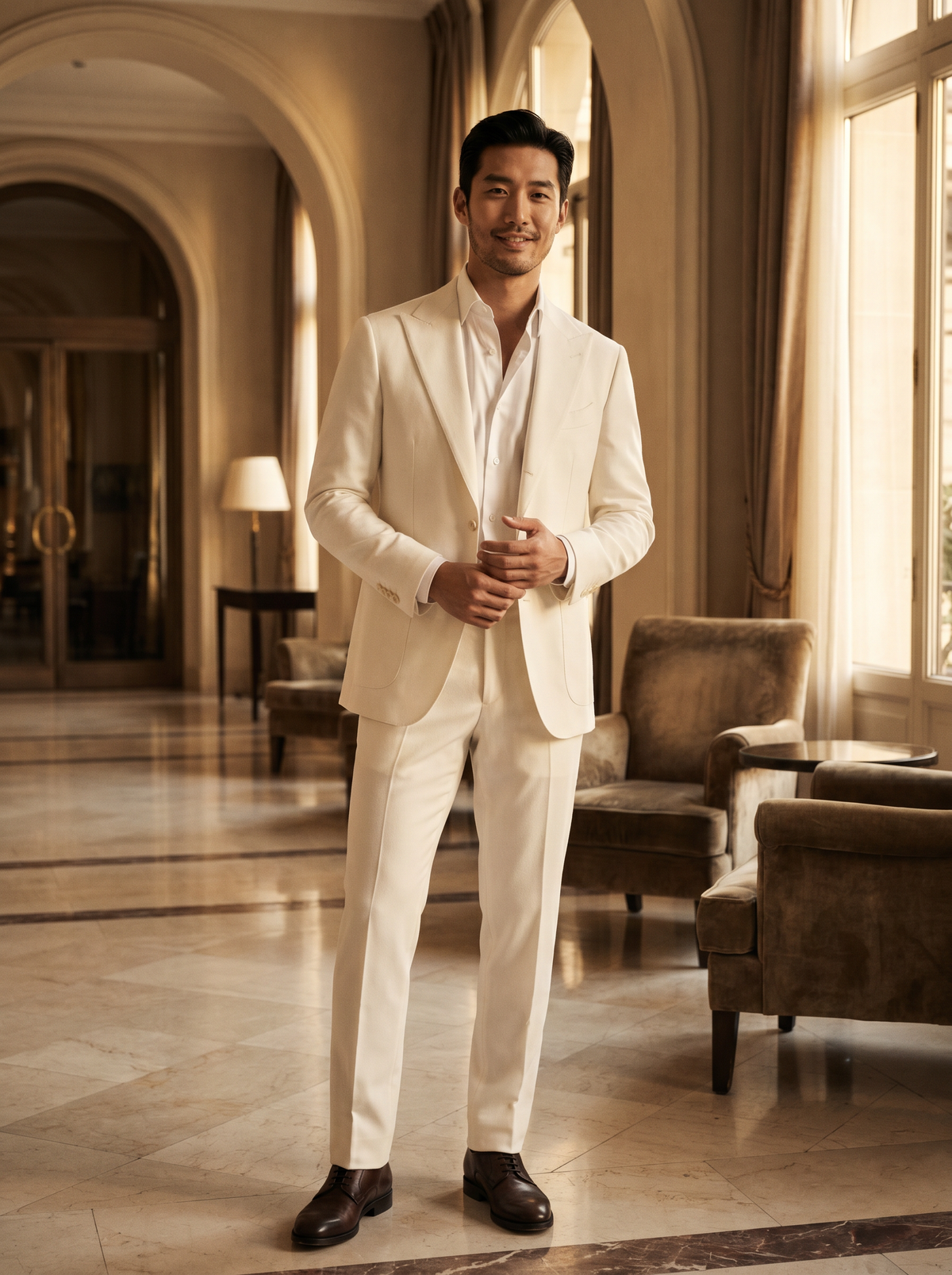White Wool Suit — Custom Made to Measure