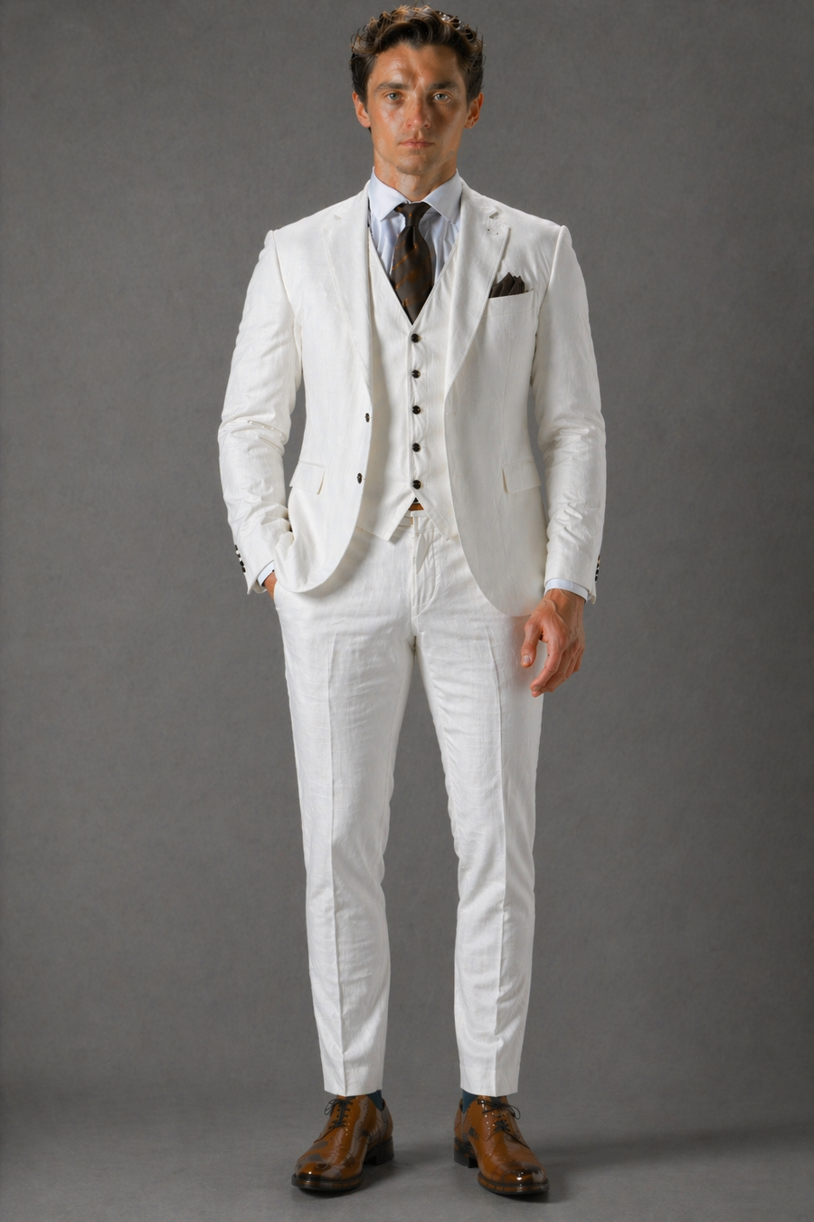 White Linen Father of the Bride Suit — Custom Made to Measure