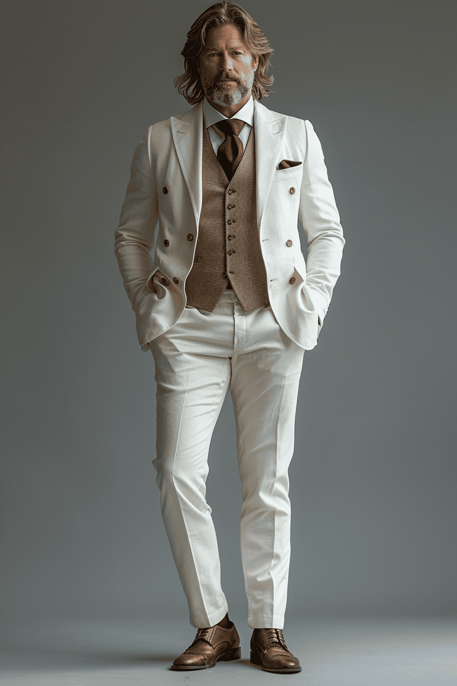 White Silk Blend Father of the Bride Suit — Custom Made to Measure