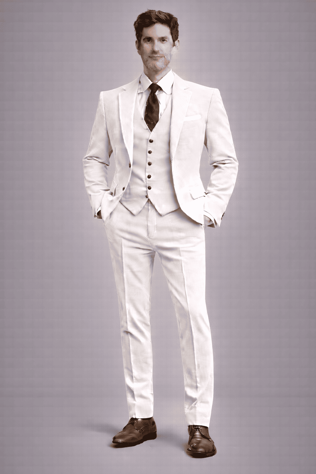White Velvet Slim Fit Suit — Custom Made to Measure