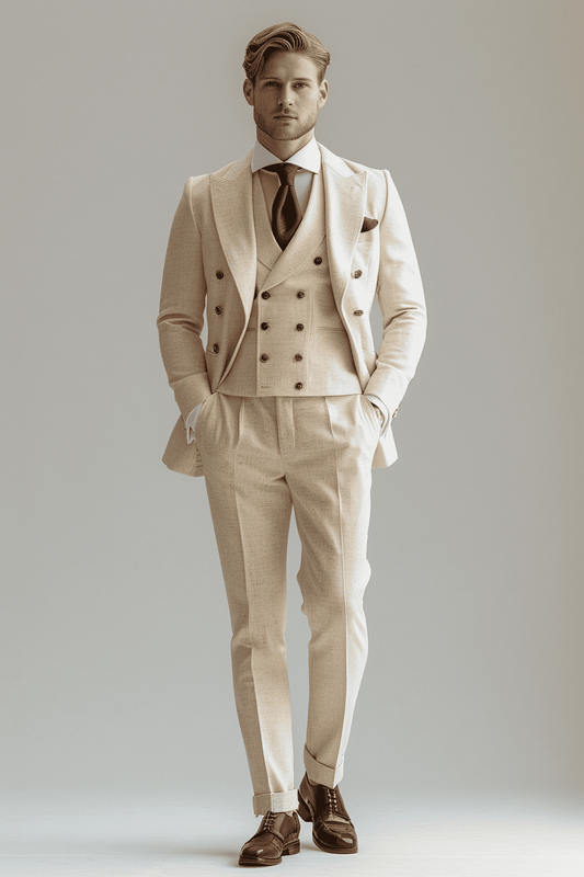 White Wool Cocktail Party Suit — Custom Made to Measure