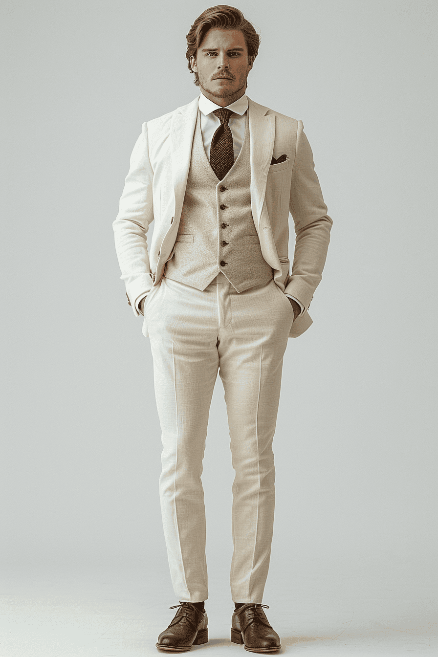 White Wool Graduation Suit — Custom Made to Measure