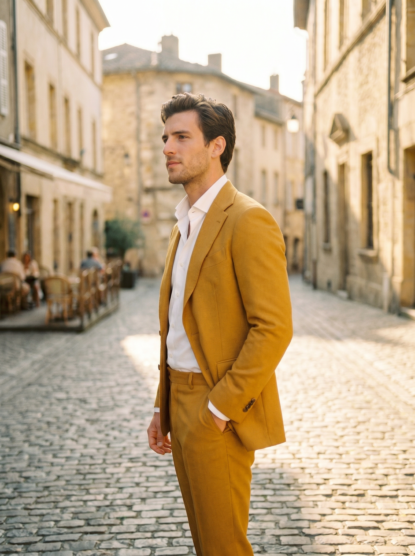 Yellow Wool Suit — Custom Made to Measure - side view