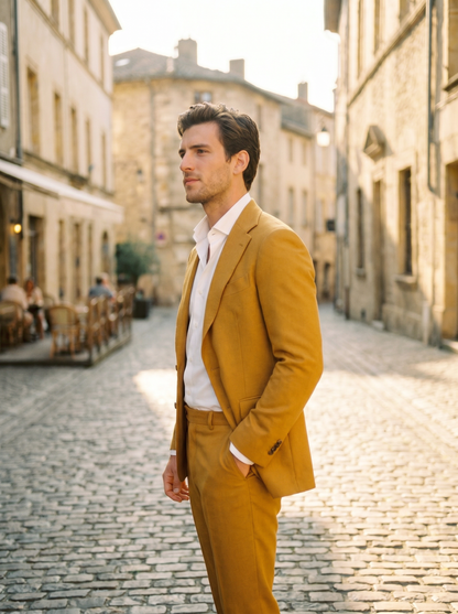 Yellow Wool Suit — Custom Made to Measure - side view