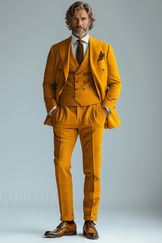 Yellow Cotton Father of the Bride Suit — Custom Made