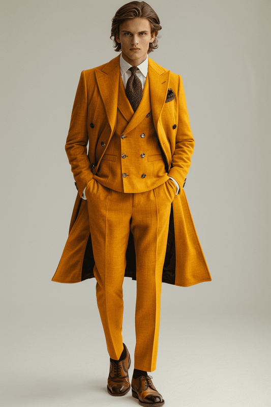 Yellow Silk Blend Father of the Bride Suit — Custom Made