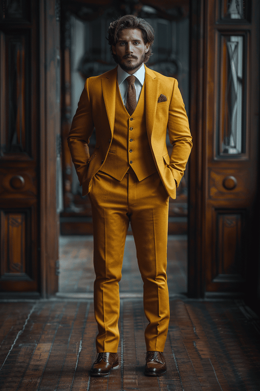 Yellow Wool Cocktail Party Suit — Custom Made to Measure